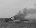 Burning Japanese fishing vessel after being attacked by the Pompano