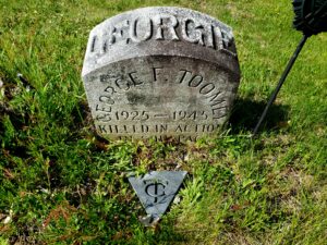 George's marker at St Josephs Cemetery, Keene, NH, on Memorial Day Weekend, May 2019