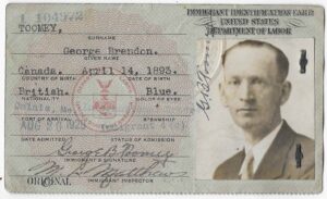 George B. Toomey's renewed Green Card, 1929